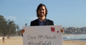 Crowdfunding Liquidity Lockup Compared Jody Lightfoot on Manly Beach as Common Grace ask PM Tony Abbott to #acceptthegift of solar for Kirribilli House